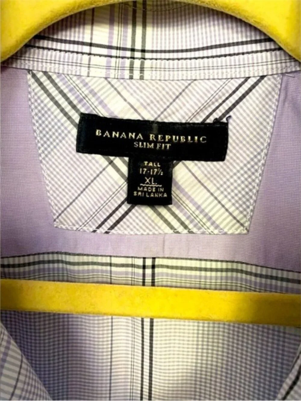 Banana Republic Dress Plaid Purple Shirt size Neck17.5